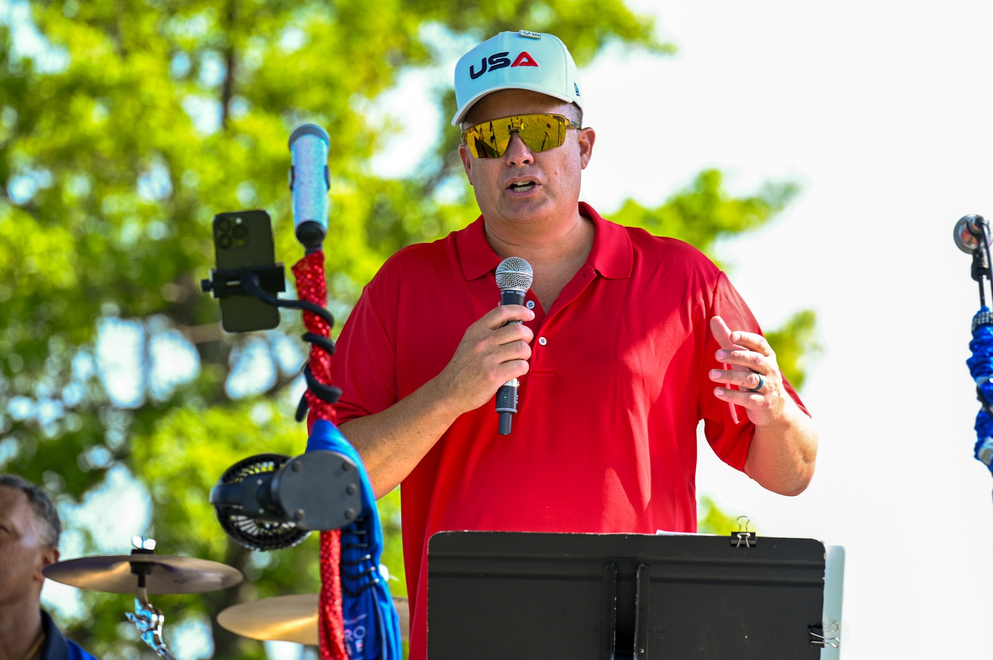 U.S. Air Force Col. James M. Clark, commander of Joint Base Anacostia-Bolling and the 11th Wing, gives remarks during the installation’s Freedom Fest on JBAB, Washington, D.C., July 4, 2025.