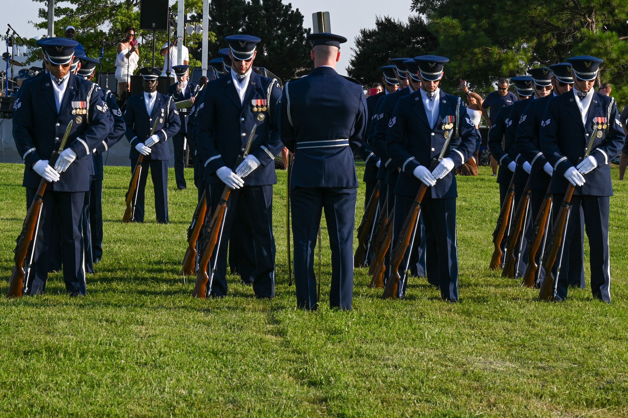 U.S. Air FOrce Honor Drill Team performs during Freedom Fest at JBAB on July 4, 2025.