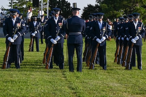 U.S. Air FOrce Honor Drill Team performs during Freedom Fest at JBAB on July 4, 2025.