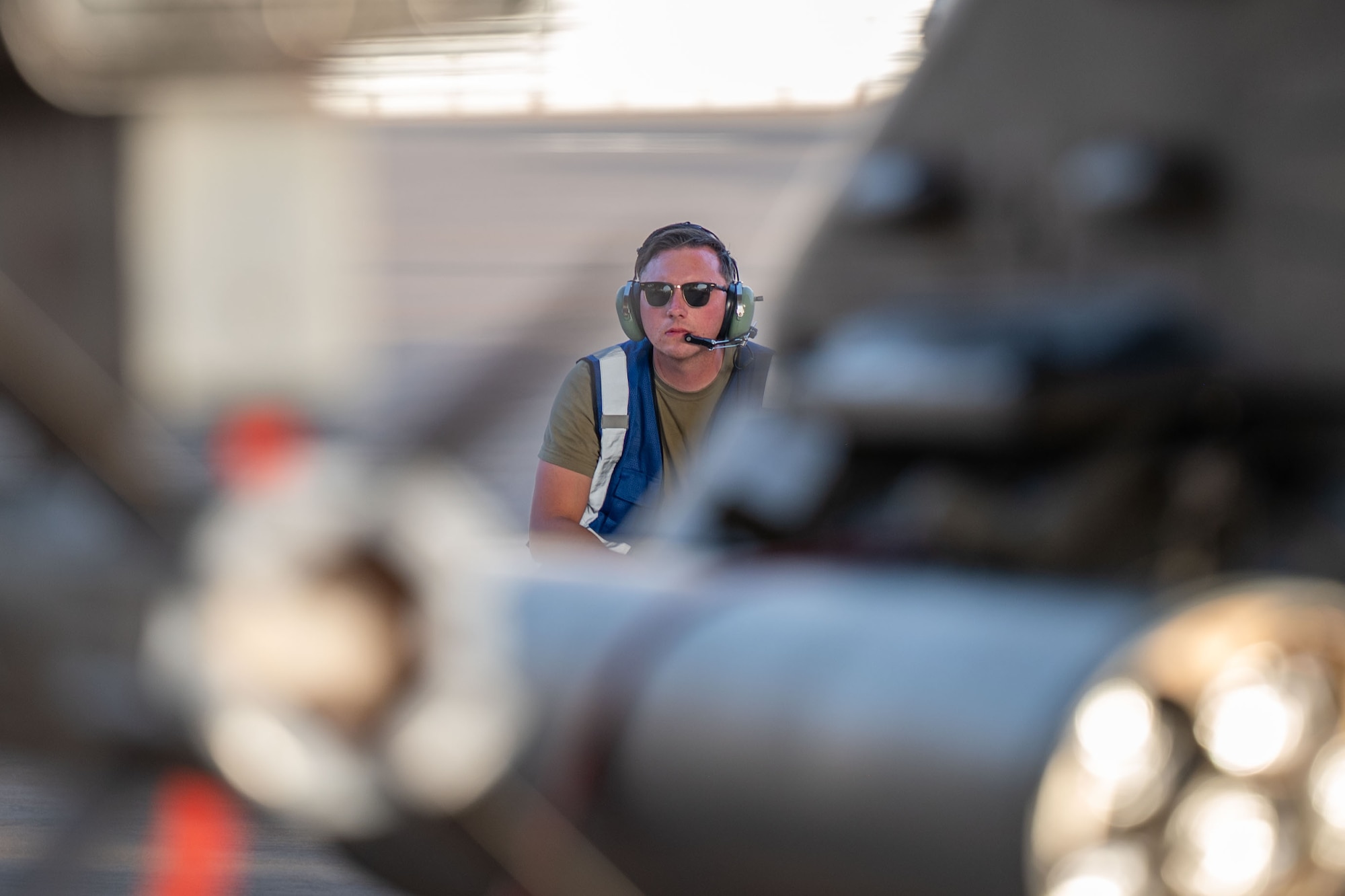A man observes an integrated combat turn.