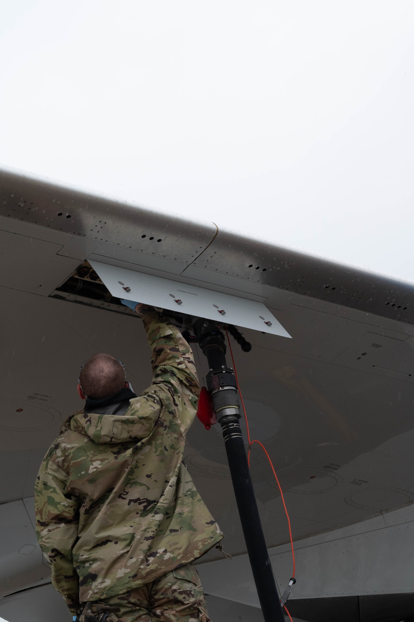 A 932nd Maintenance Group Airman refuels a C-40C Clipper aircraft during the Quartermaster Liquid Logistics Exercise (QLLEX) at Scott Air Force Base, Illinois, June 6, 2025. The QLLEX focused on giving Airmen valuable joint operations refueling training with active duty Air Force, U.S. Army Reserve, and Air National Guard personnel and resources. (U.S. Air Force photo by Tech. Sgt. Kari Siltz)