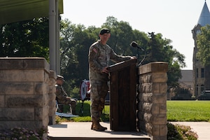 Headquarters and Headquarters Battalion, 1st Infantry Division, held a change of command ceremony on Cavalry Parade Field on Fort Riley, KS, June 10, 2025. U.S. Army Lt. Col. Derek J. Raymond transferred command to Lt. Col K. Tyler King. (U.S. Army photos by Sgt. Tyler Selige)