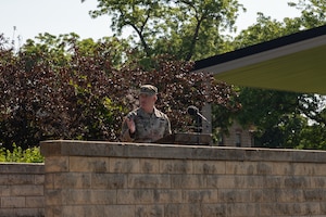 Headquarters and Headquarters Battalion, 1st Infantry Division, held a change of command ceremony on Cavalry Parade Field on Fort Riley, KS, June 10, 2025. U.S. Army Lt. Col. Derek J. Raymond transferred command to Lt. Col K. Tyler King. (U.S. Army photos by Sgt. Tyler Selige)