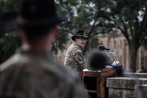 1st Squadron, 4th Cavalry Regiment, 1st Infantry Division hosts a Change of Command Ceremony June 12, 2025, at the Cavalry Parade Field, Fort Riley, Kansas. The 1st Squadron, 4th Cavalry Regiment, has a proud legacy as a critical component of the United States Army, dedicated to reconnaissance, security and combat operations. (U.S. Army photos by Spc. Koltyn O'Marah)