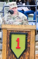 The 1-1 Attack Battalion conducts a change of command ceremony at Fort Riley, Kansas on May 29, 2025. The tradition of the change of command goes back to the time of the Roman Legions where the passing of the commander's baton occurred in front of the troops to signify the leader who would take them into battle. (U.S. Army photo by Pfc. Rayvon Solla)