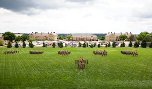 The 1st Infantry Division Artillery “Drumfire” conducts a change of command ceremony at Fort Riley, Kansas on May 30, 2025. Division Artillery provides a single proponent within 1st Inf. Div. for standardized fires certification and leader development while exemplifying effective Mission Command; and supporting the seamless cross-attachment of units with common procedures and a shared understanding of the Fire's war-fighting capabilities. (U.S. Army photo by Pfc. Rayvon Solla)