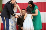 Brig. Gen. Jorge M. Fonseca is pinned by his wife, Andrea Fonseca, and one of their daughters during his promotion ceremony June 21, 2025, at the Kedzie Armory in Chicago. Fonseca, a native of Chicago’s Little Village, was promoted to brigadier general and appointed Director of the Joint Staff for the Illinois National Guard.
(U.S. Army photo by 2nd Lt. Trenton Fouche, Joint Force Headquarters – Illinois National Guard)