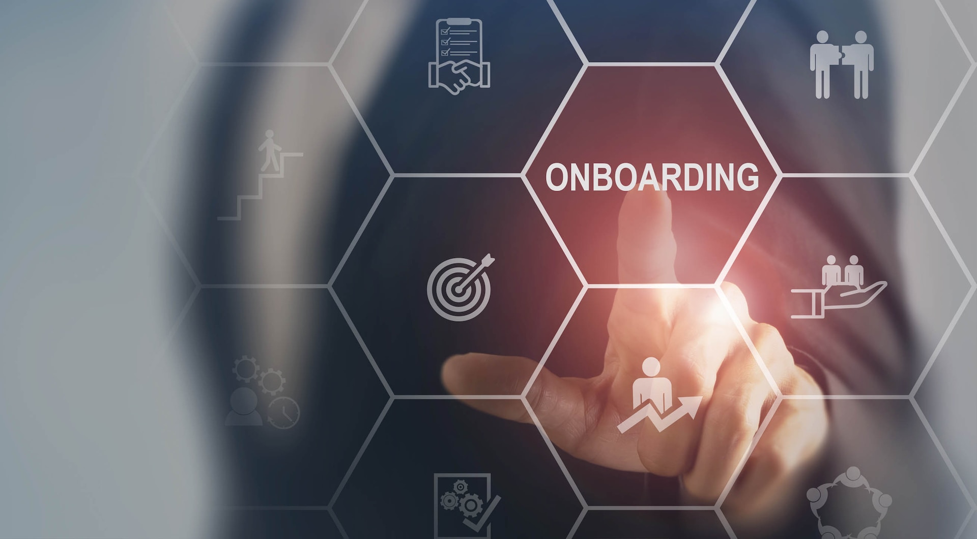 A graphic of a digital touch screen highlighting Onboarding.
