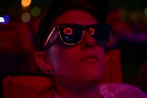 Man watches fireworks.