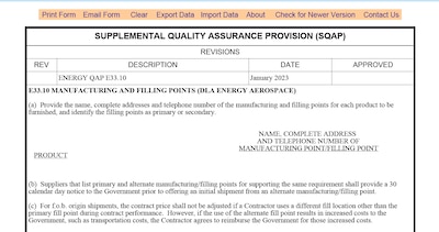 Example of a DLA Energy Aerospace Quality Assurance Provision