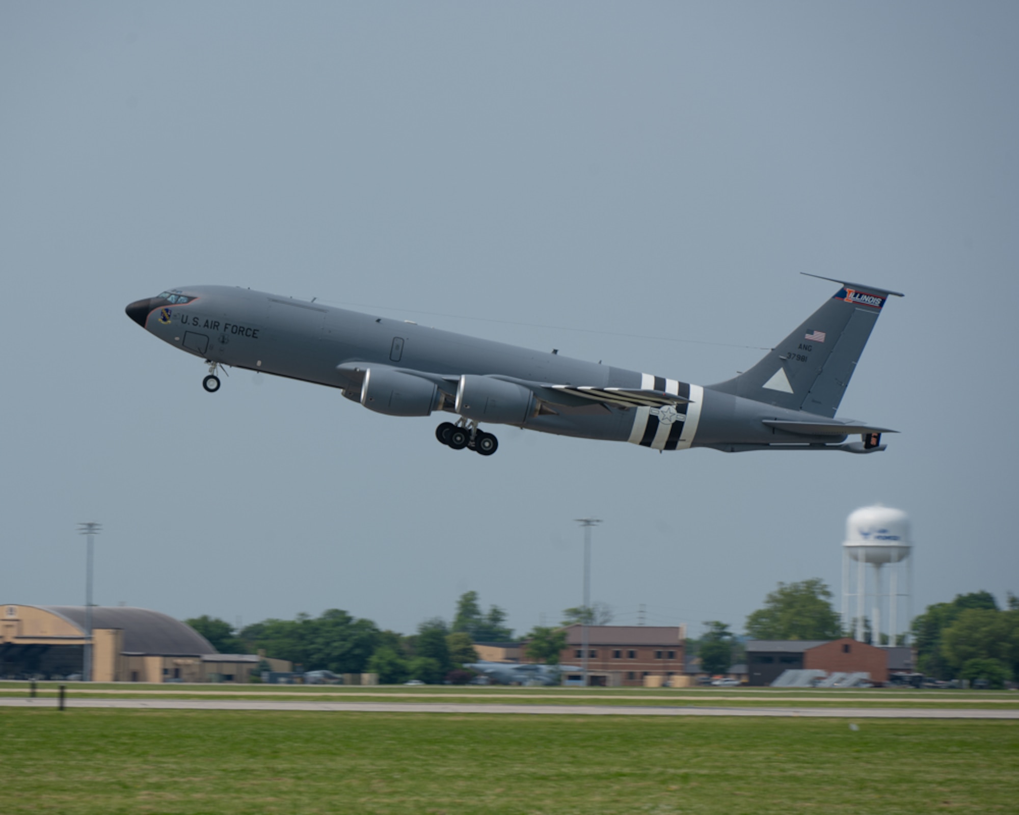 KC-135 Stratotanker takes off from Scott Air Force Base, Illinois.