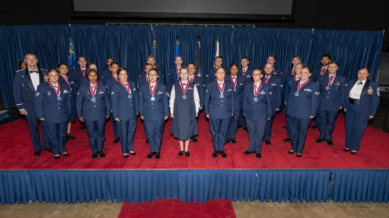 A large group photo of military service members