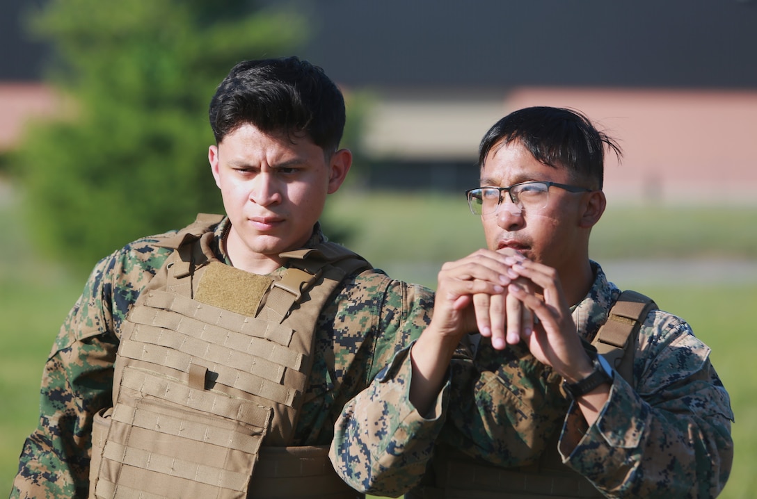U.S. Marine Corps Cpl. Nicholas Rocha (left) and Cpl. Cesar Cuadro (right) conduct a Marine Corps Martial Arts Program (MCMAP) course at Atlantic Alliance '25 (AA25) on July 6, 2025.

AA25 maintains Marine Corps capabilities by implementing ground support training such as MCMAP qualifications.

(U.S. Marine Corps photo by LCpl. Kenneth Lambert)