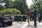Defense Secretary Pete Hegseth speaks during an Agriculture Department press briefing in Washington, July 8, 2025.