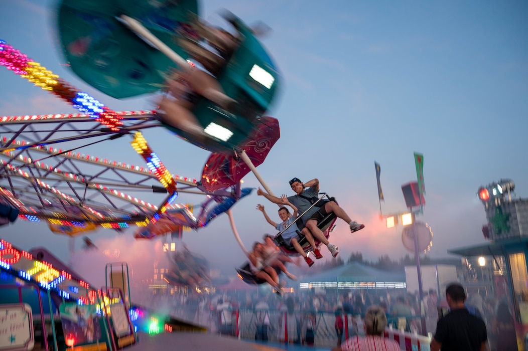 Freedom and Friendship Fest attendees enjoy carnival rides at Ramstein Air Base, Germany, July 4, 2025.