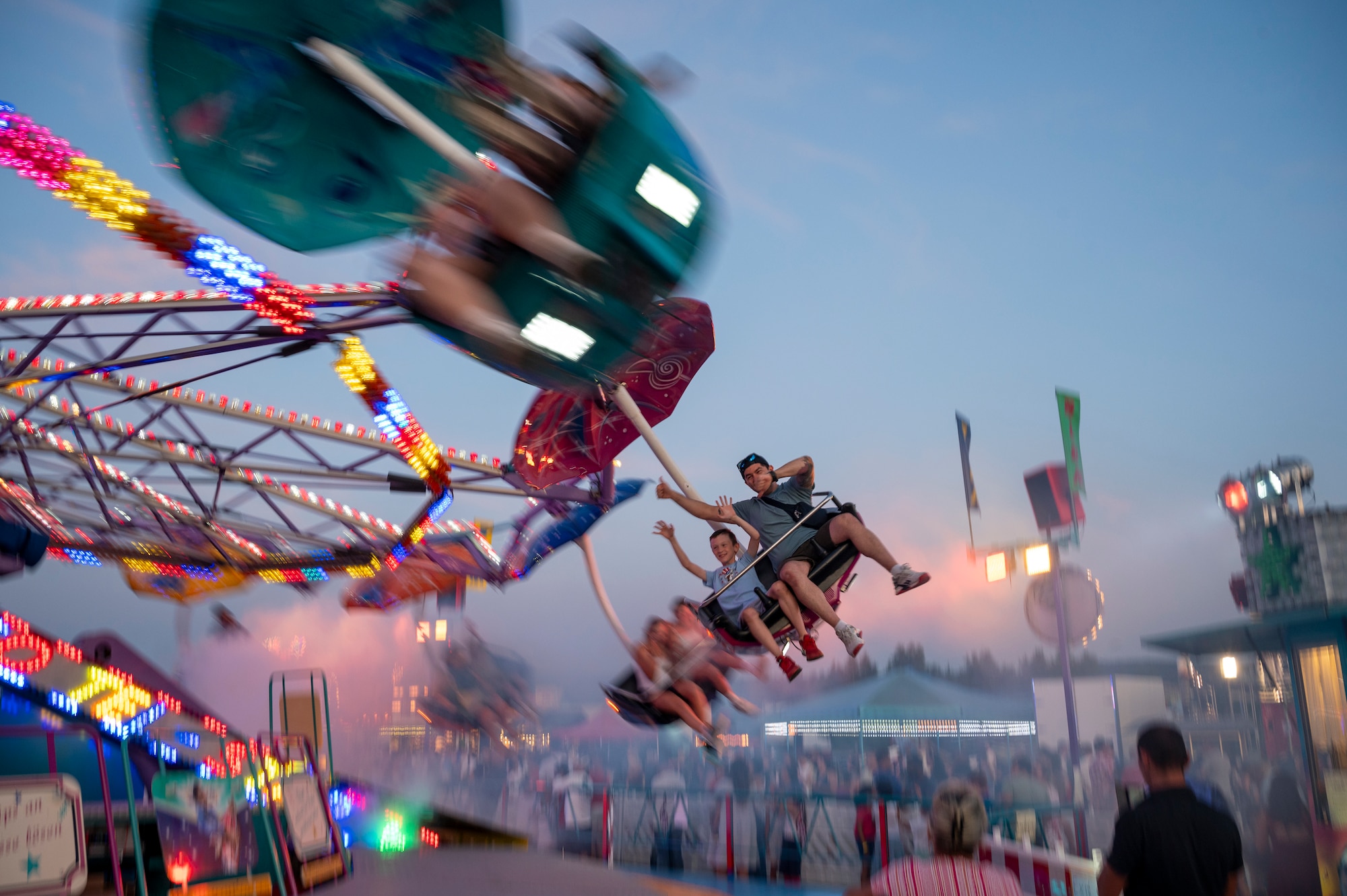 Freedom and Friendship Fest attendees enjoy carnival rides at Ramstein Air Base, Germany, July 4, 2025.