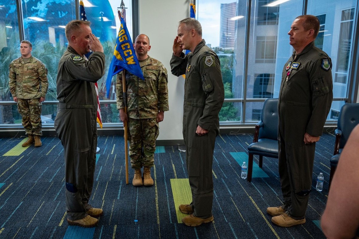 photo of US Airmen saluting each other