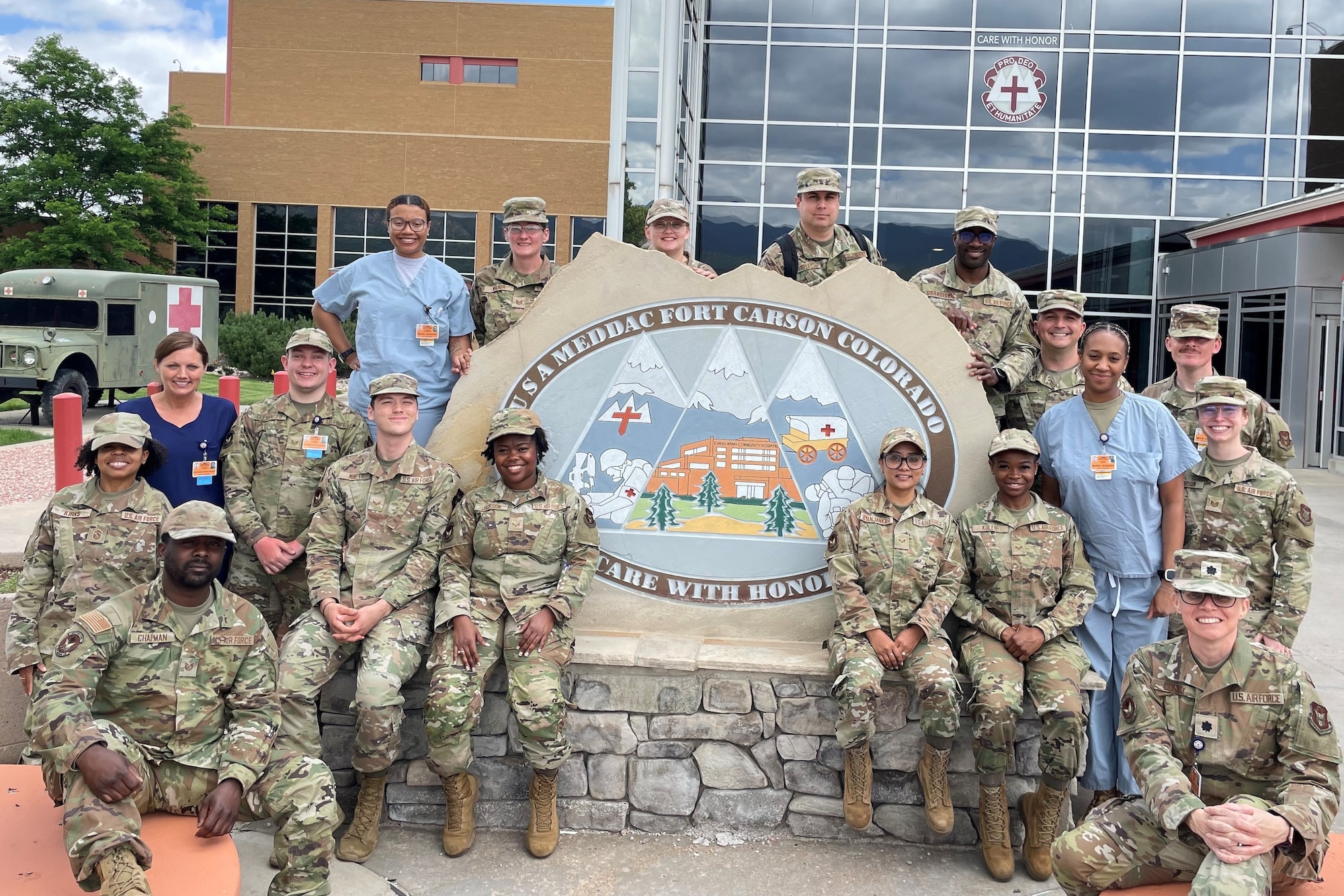 Air Force Reserve Airmen from the 910th Medical Squadron from Youngstown Air Reserve Station, Ohio, visited Evans Army Community Hospital June 16-27 to brush up on critical medical skills.