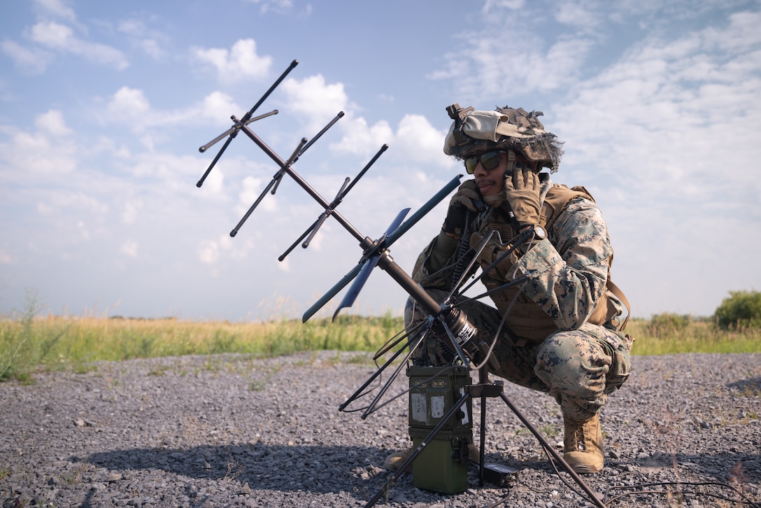 U.S. Marine Corps Sgt. Lamarco Pemberton, a radio operator with Marine Wing Support Squadron 471, establishes radio communication in support of a ‘jump’ combat operations center (Jump CoC) event during Atlantic Alliance 25 (AA25) at Fort Drum, New York, July 7, 2025.

AA25 maintains joint amphibious capabilities by implementing aircraft and ground support elements.

A Jump CoC ensures Marines are ready to expediently relocate a command element and continue supporting the missions at hand. Pemberton is a native of Bagley, Minnesota. (U.S. Marine Corps photo by Cpl. Ujian Gosun)