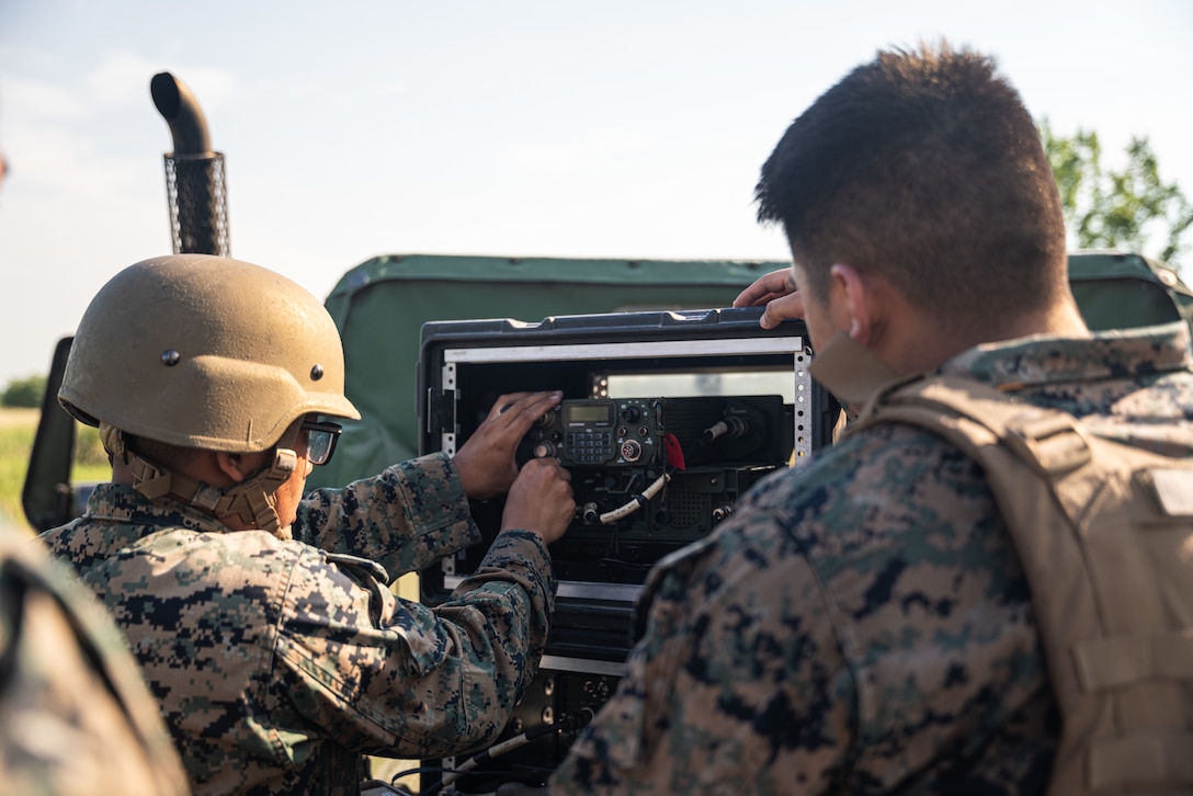 U.S. Marines with 4th Marine Aircraft Wing set up communication equipment in support of a ‘jump’ combat operations center (Jump CoC) event during Atlantic Alliance 25 (AA25) at Fort Drum, New York, July 7, 2025.

AA25 maintains joint amphibious capabilities by implementing aircraft and ground support elements.

A Jump CoC ensures Marines are ready to expediently relocate a command element and continue supporting the missions at hand. (U.S. Marine Corps photo by Cpl. Ujian Gosun)