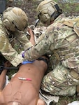 U.S Air Force Maj. Jessica Knizel, Aeromedical Nurse Practitioner Advisor to the Air Force Surgeon General and Wing Surgeon, 492nd Special Operations Wing, participates in a Special Operations Forces Medical Skills Development training at Hurlburt Field, Florida, 2025. This training prepares medical Airmen embedded in Special Operations units to provide care in austere environments. (Courtesy photo from U.S. Air Force Maj. Jessica Knizel)