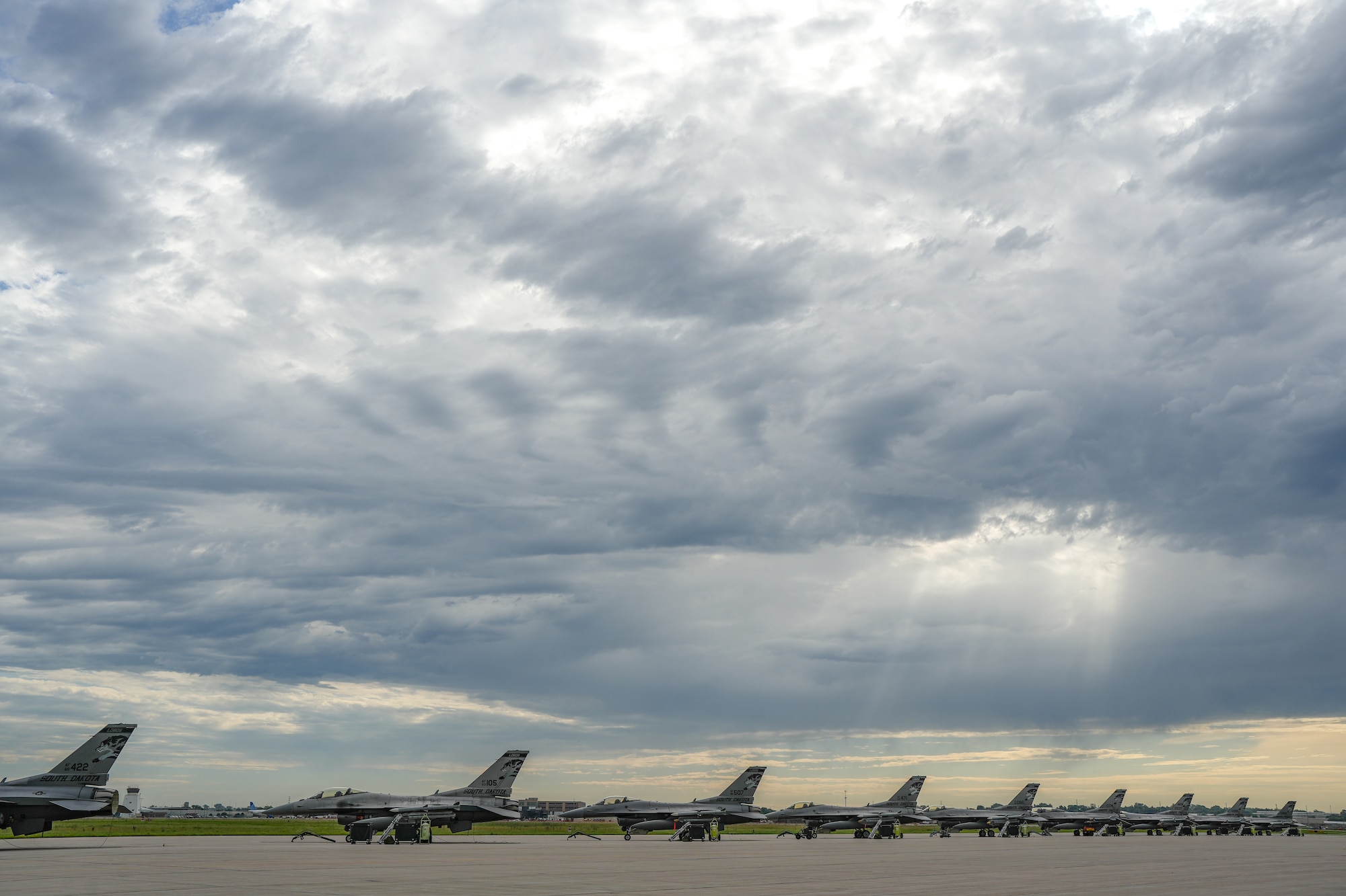 The 114th Fighter Wing conducted an elephant walk to demonstrate its ability to project fighter airpower.