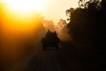 U.S. Marines with 1st Light Armored Reconnaissance Company, Battalion Landing Team 1st Battalion, 7th Marine Regiment, 31st Marine Expeditionary Unit, conduct a mechanized patrol on Light Armored Vehicles during a force on force exercise at Shoal Water Bay Training Area, Queensland, Australia, July 4, 2025. Marines participated in this training in order to refine their lethality and interoperability against one another. The 31st MEU is operating aboard ships of the USS America Amphibious Ready Group in the 7th Fleet area of operations, the U.S. Navy’s largest forward-deployed numbered fleet, and routinely interacts and operates with allies and partners in preserving a free and open Indo-Pacific region. (U.S. Marine Corps photo by Lance Cpl. Raul Sotovilla)