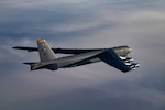 A U.S. Air Force B-52H Stratofortress from the 69th Expeditionary Bomb Squadron flies over the skies of Sweden for their celebration of their acceptance into NATO during Bomber Task Force 25-2, RAF Fairford, United Kingdom, March 11, 2025. These operations demonstrate the ability to rapidly deploy strategic assets in support of global stability. (U.S. Air Force photo by Master Sgt. Chris Hibben)