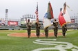 The First Army color guard team presents the nation’s colors during Major League Baseball’s Chicago White Sox’ military recognition at a home game, July 9, 2025.
