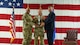 Gen. Anthony Cotton, U.S. Strategic Command commander (left), U.S. Air Force Col. James Schlabach, 91st Missile Wing commander (center), and Mr. Randy Norwood, Omaha Chamber assistant vice president (right), pose for a photo during the Omaha Trophy ceremony at Minot Air Force Base, North Dakota, July 9, 2025. The Omaha Trophy was awarded to the 91MW due to their exemplary readiness, performance and dedication to safeguarding national security.