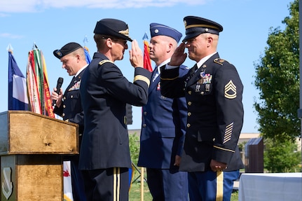 Sgt. 1st Class Robert F. Cruz receives the Soldier’s Medal for Heroism after rescuing an unconscious driver from a burning vehicle without regard for his own safety.