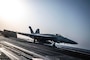 250625-N-XK462-2199 U.S. CENTRAL COMMAND AREA OF RESPONSIBILITY (June 25, 2025) An F/A-18E Super Hornet, attached to Strike Fighter Squadron (VFA) 137, launches from the flight deck of the Nimitz-class aircraft carrier USS Nimitz (CVN 68) during flight operations in the U.S. Central Command area of responsibility. (Official U.S. Navy photo)