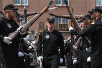 photo of U.S. Air Force Honor Guard Drill Team members rehearsing a routine