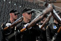 photo of U.S. Air Force Honor Guard Drill Team members rehearsing a routine
