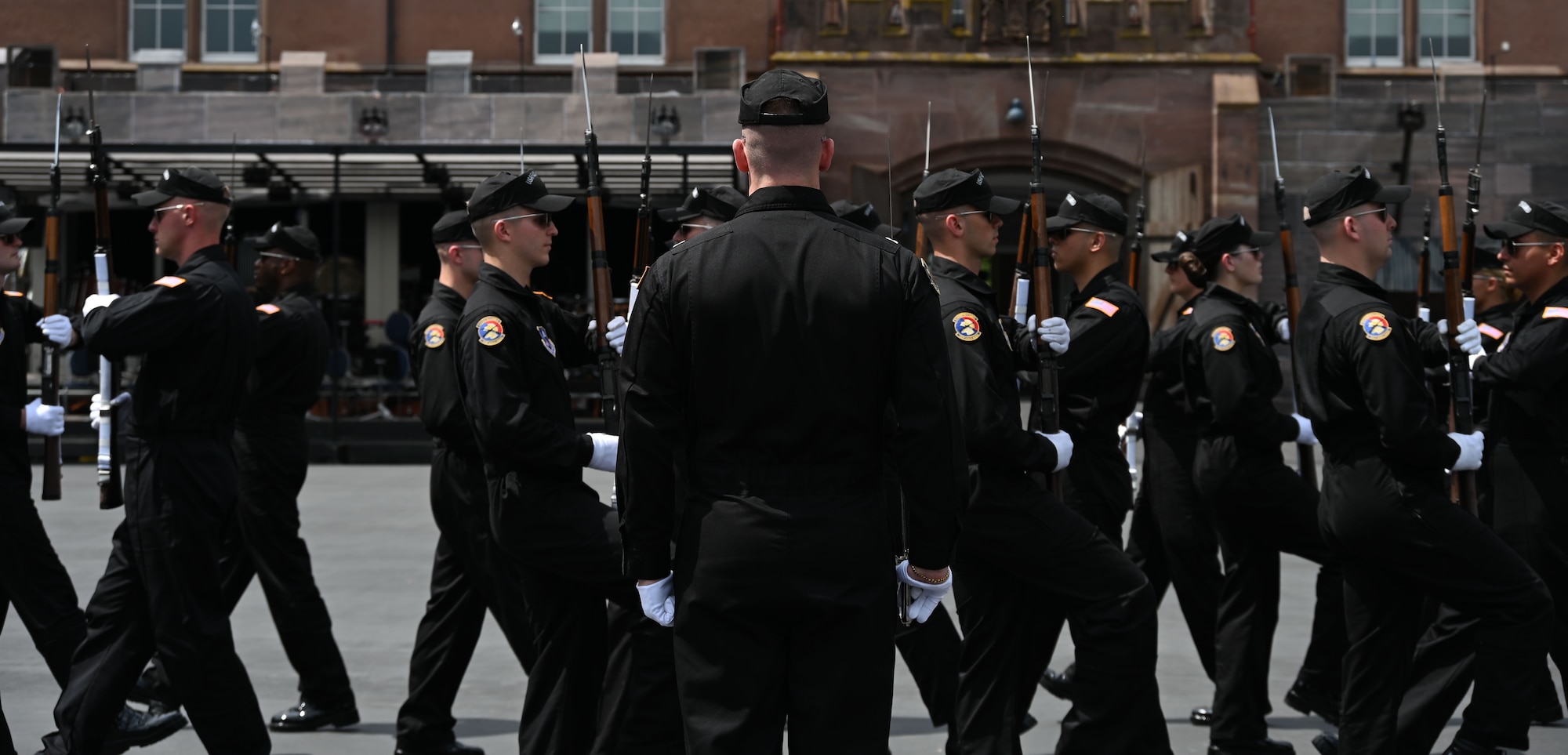 photo of U.S. Air Force Honor Guard Drill Team members rehearsing a routine
