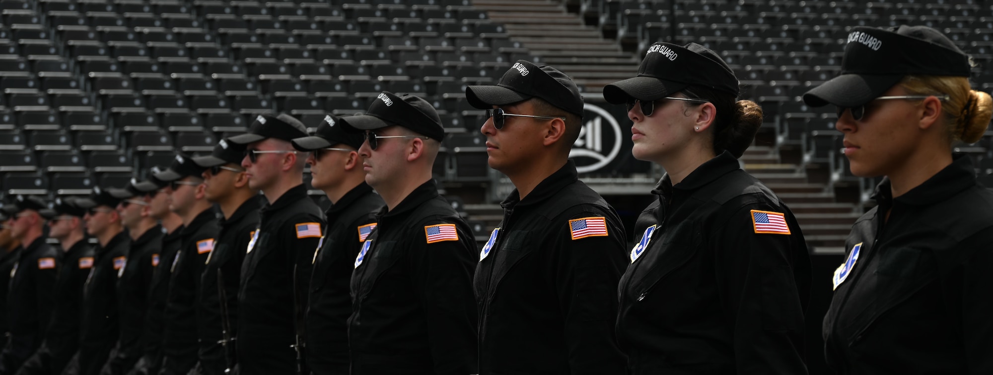 photo of U.S. Air Force Honor Guard Drill Team members rehearsing a routine