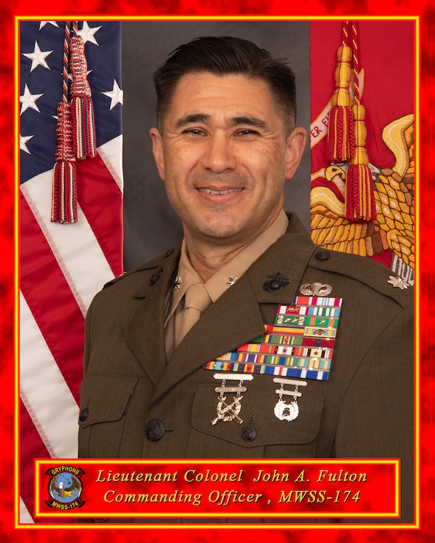 Command photo of Lt. Col John A. Fulton, commander of MWSS-174.