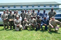 Brig. Gen. Leland D. Blanchard II, the Adjutant General (TAG) for the D.C. National Guard, recognizes members of the 113th Wing D.C. Air National Guard and members of the Jamaica Defence Force (JDF) during Cyber Shield 2025 at the Virginia National Guard's State Military Reservation in Virginia Beach, VA, on June 11, 2025. Cyber Shield, the longest and largest Department of Defense cyber exercise sharpens skills, tests tactics, and strengthens collaboration in computer network defense measures and protecting our nation's critical infrastructure from evolving cyber threats and cyber incident response.