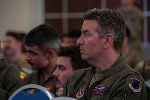 U.S. Airmen attend an arrival briefing for exercise Resolute Force Pacific (REFORPAC) 2025 at Misawa Air Base, Japan, July 10, 2025.