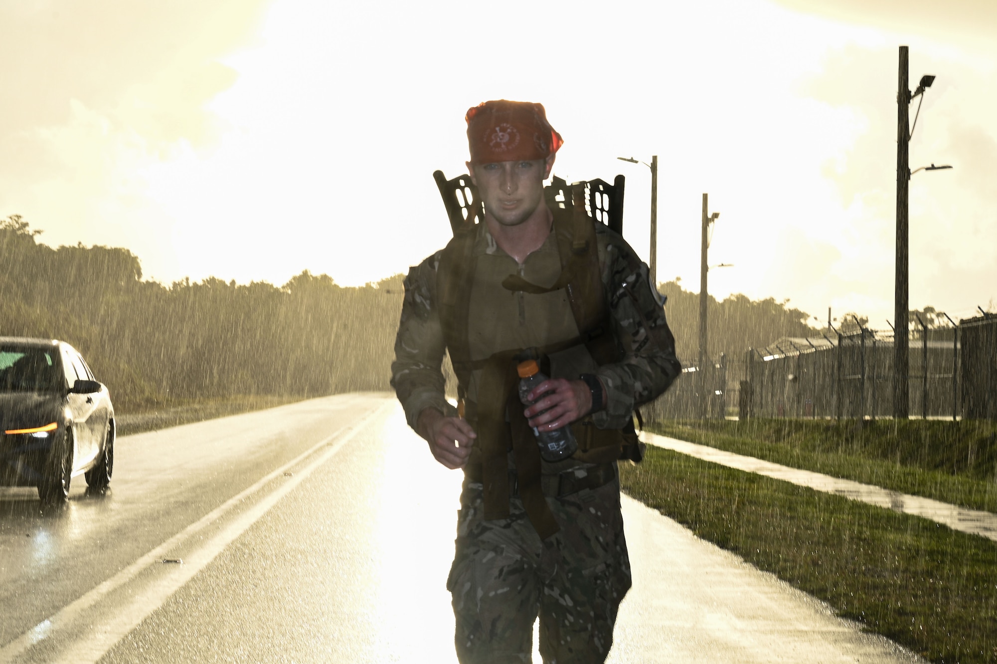Photo of an Airman completing the Andersen EOD 2025 Norwegian Foot March