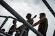 U.S. Air Force crew chiefs assigned to the 23rd Expeditionary Bomber Generation Squadron, Minot Air Force Base, North Dakota, observe post-flight maintenance on a USAF B-52H Stratofortress after a Bomber Task Force mission at Andersen Air Force Base, Guam, July 7, 2025. The BTF missions enable crews to maintain a high state of readiness, proficiency and validate the always-ready global strike capability. (U.S. Air Force photo by Senior Airman Alyssa Bankston)
