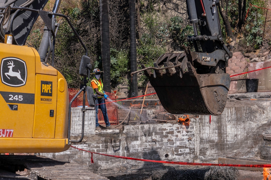The U.S. Army Corps of Engineers completes debris removal from the last FEMA assigned parcel on the Pacific Coast Highway July 8 in Pacific Palisades, California. Under FEMA mission assignment, USACE is leading one of the largest wildfire debris removal operations in California history and supporting safe recovery across Southern California's fire-affected areas.