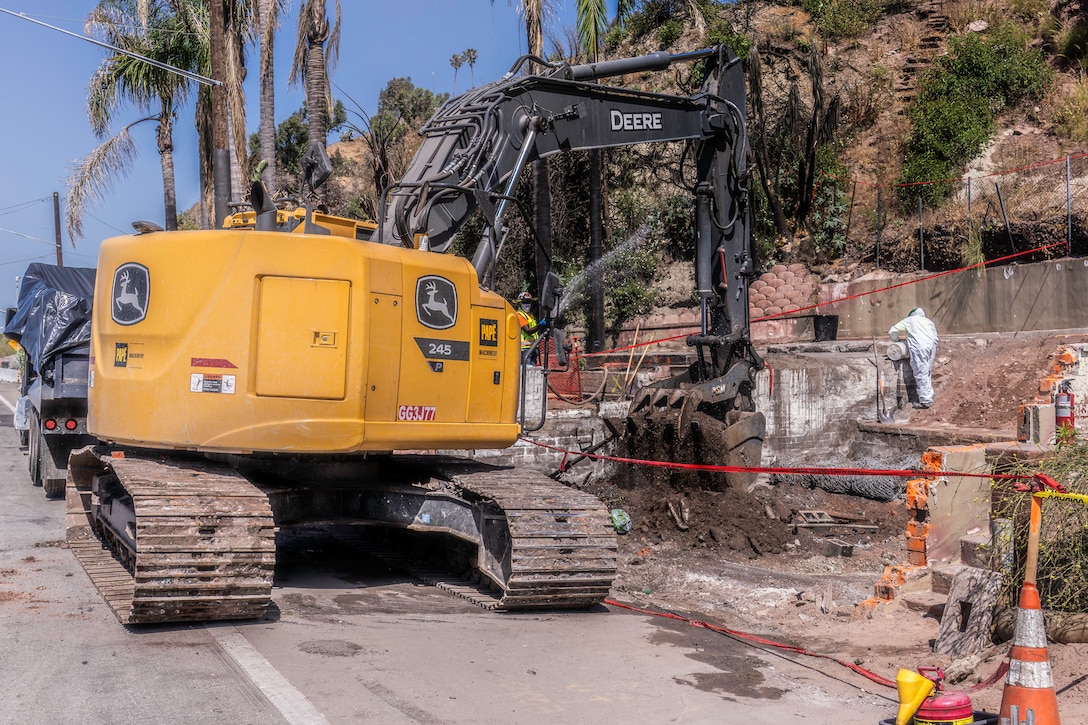 The U.S. Army Corps of Engineers completes debris removal from the last FEMA assigned parcel on the Pacific Coast Highway July 8 in Pacific Palisades, California. Under FEMA mission assignment, USACE is leading one of the largest wildfire debris removal operations in California history and supporting safe recovery across Southern California's fire-affected areas.