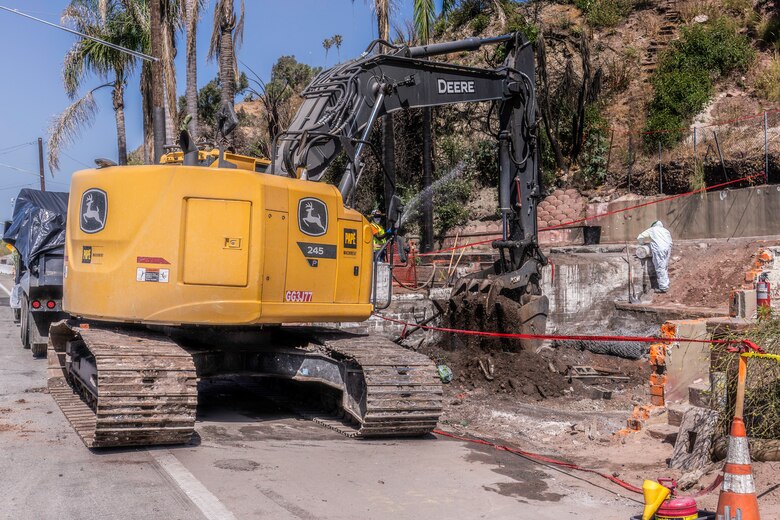 The U.S. Army Corps of Engineers completes debris removal from the last FEMA assigned parcel on the Pacific Coast Highway July 8 in Pacific Palisades, California. Under FEMA mission assignment, USACE is leading one of the largest wildfire debris removal operations in California history and supporting safe recovery across Southern California's fire-affected areas.