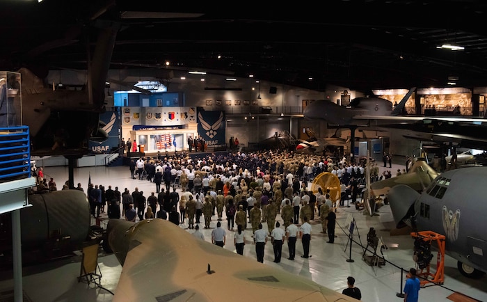 The Robins Air Force Base, Georgia, Honor Guard presents the colors for the 78th Air Base Wing change of command July 9, 2025.