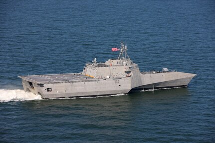 MOBILE, Ala - The future USS Pierre (LCS 38) conducts sea trials in Mobile, Alabama, June 2025. Pierre is the 19th and final ship marking the completion of the Independence-variant littoral combat ship (LCS) construction phase. (Photo courtesy of Austal USA)