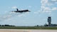 A B-52H Stratofortress carrying North Dakota Gov. Kelly Armstrong takes off from Minot Air Force Base, North Dakota, during an orientation flight, June 30, 2025. The flight departed the base, flew over Bismarck, North Dakota, then returned to Minot AFB. (U.S. Air Force photo by Senior Airman Kendra A. Ransum)