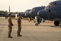 Aircraft maintainers assigned to the 919th Special Operations Wing conclude a pre-flight inspection of an AC-130J Ghostrider gunship at Hurlburt Field, Florida, July 9, 2025. The wing’s mission is evolving and now includes an operational AC-130J squadron based at Hurlburt Field, marked by a ceremony here July 11, 2025. Over the past four decades, AC-130s have deployed constantly to hotspots throughout the world in support of special operations and conventional forces. In South America, Africa, Europe and throughout the Middle East, gunships have significantly contributed to mission success. (U.S. Air Force photo by Lt. Col. James Wilson.)
