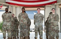 U.S. Airmen stand at ease during the 437th Maintenance group assumption of command.