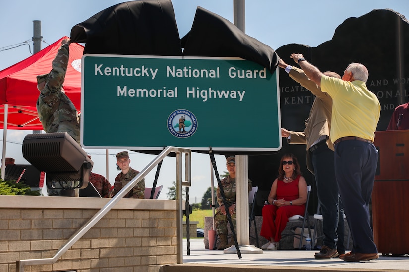 A portion of US Route 127 in Franklin County—known as the West Frankfort Connector, from the intersection with US 60 (Louisville Rd) to KY Route 1005 (Devil’s Hollow Rd)—has officially been designated the Kentucky National Guard Memorial Highway, in recognition of the brave men and women who have served and sacrificed for our Commonwealth and nation. (U.S. Army National Guard photo by Sgt. 1st. Class Benjamin Crane)